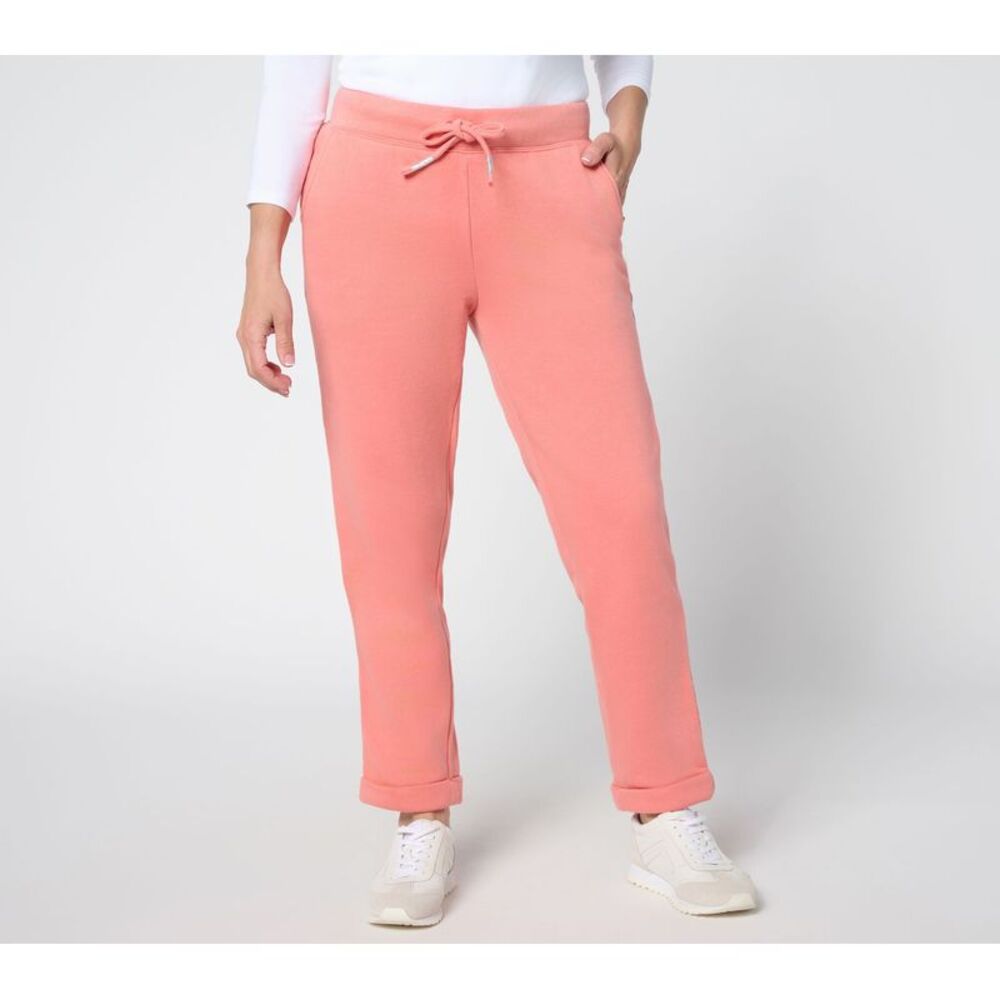 Martha Stewart Women's Pants Sz L Signature French Terry Slim Leg Pink